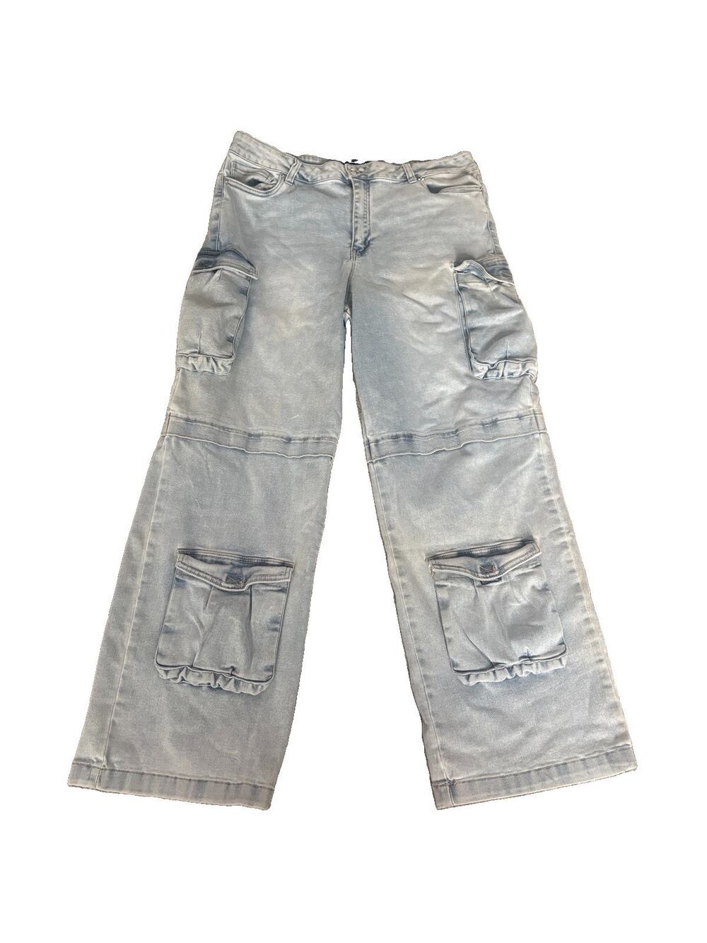 Refuge Wide Leg Cargo Jeans Size 13 Light Wash Pockets Skater Y2K